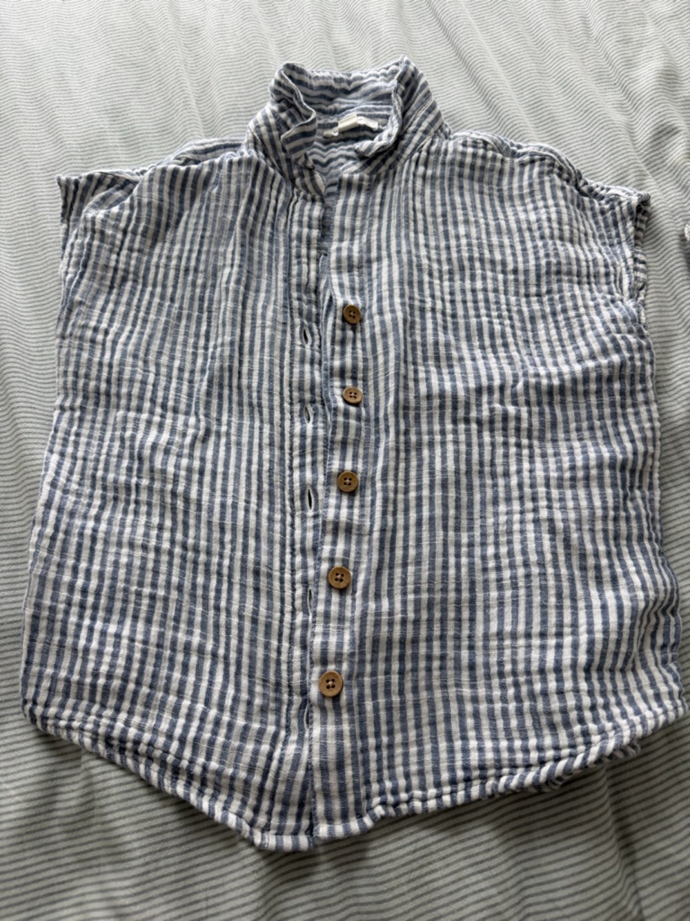 beachlunchlounge Blue and White Striped Button-Front women Shirt Vest XS